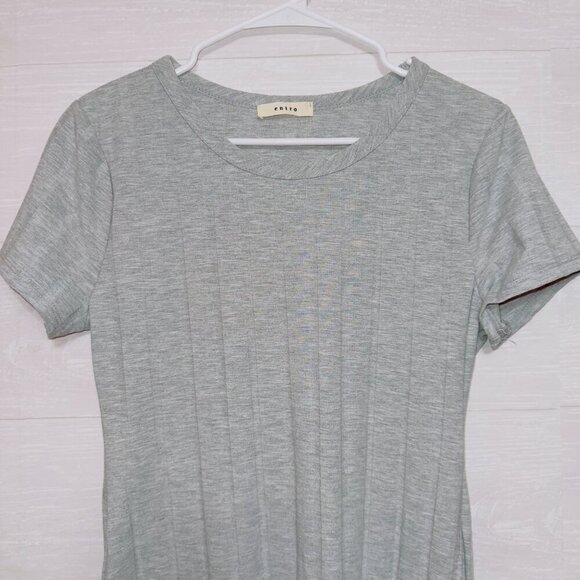 ENTRO Gray Short Sleeve Round Neck Casual Mini Dress women's size medium - Picture 4 of 7